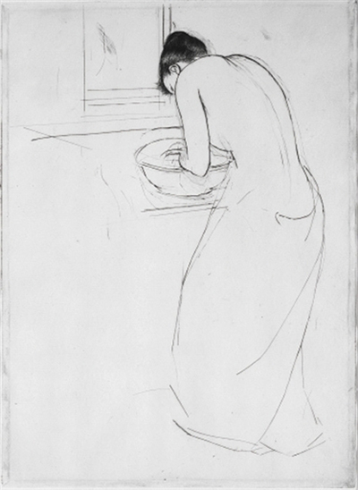 Woman Bathing (Drawing) Mary Cassatt